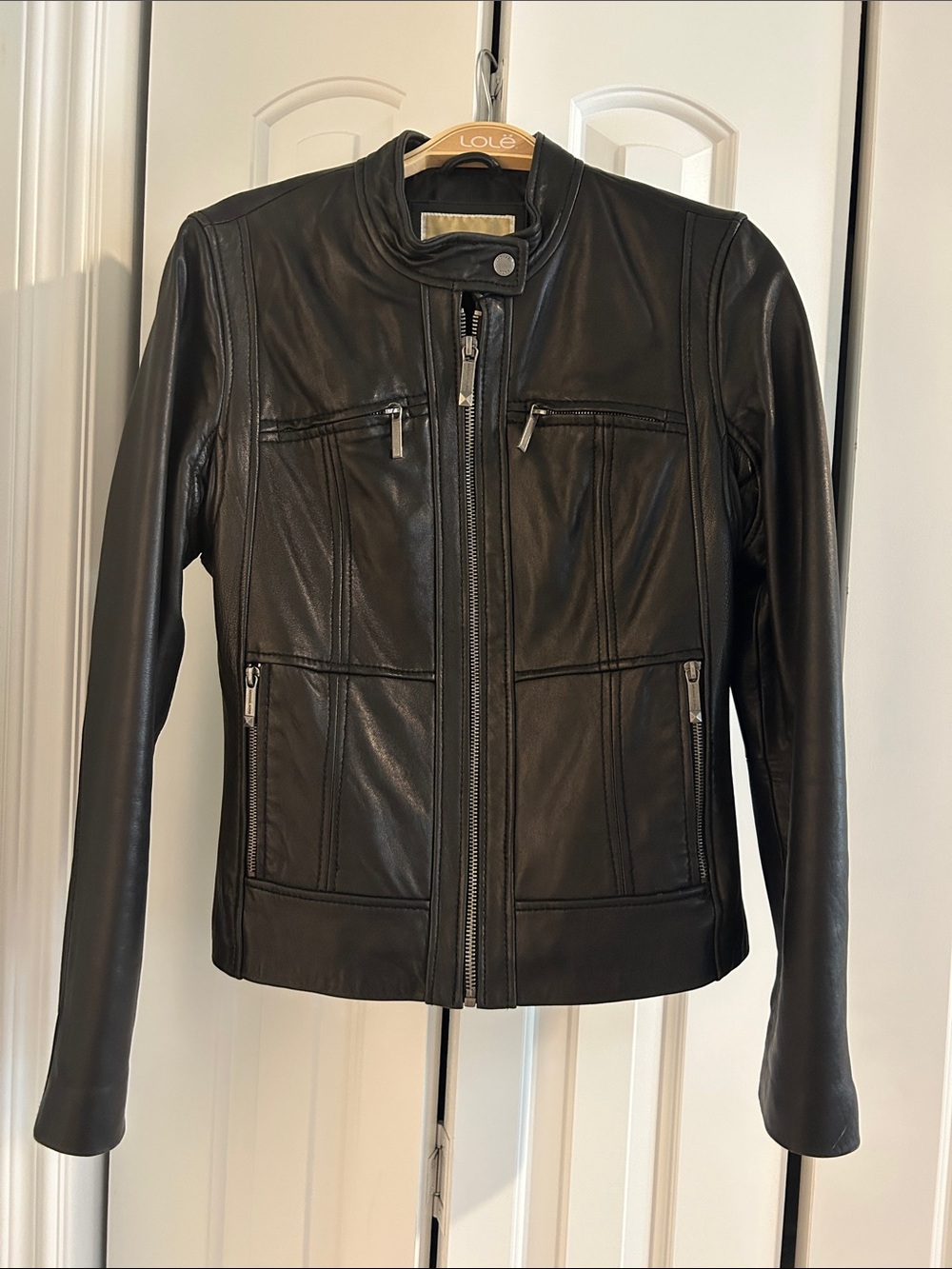 Michael Kors Women's Black Leather Moto Jacket